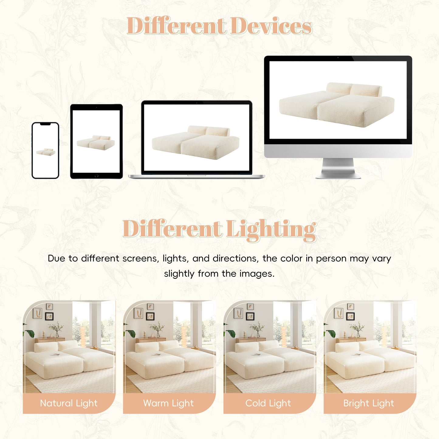 Plush Fabric Oversized Modular Sofa Bed,Single lounge chair without armrests