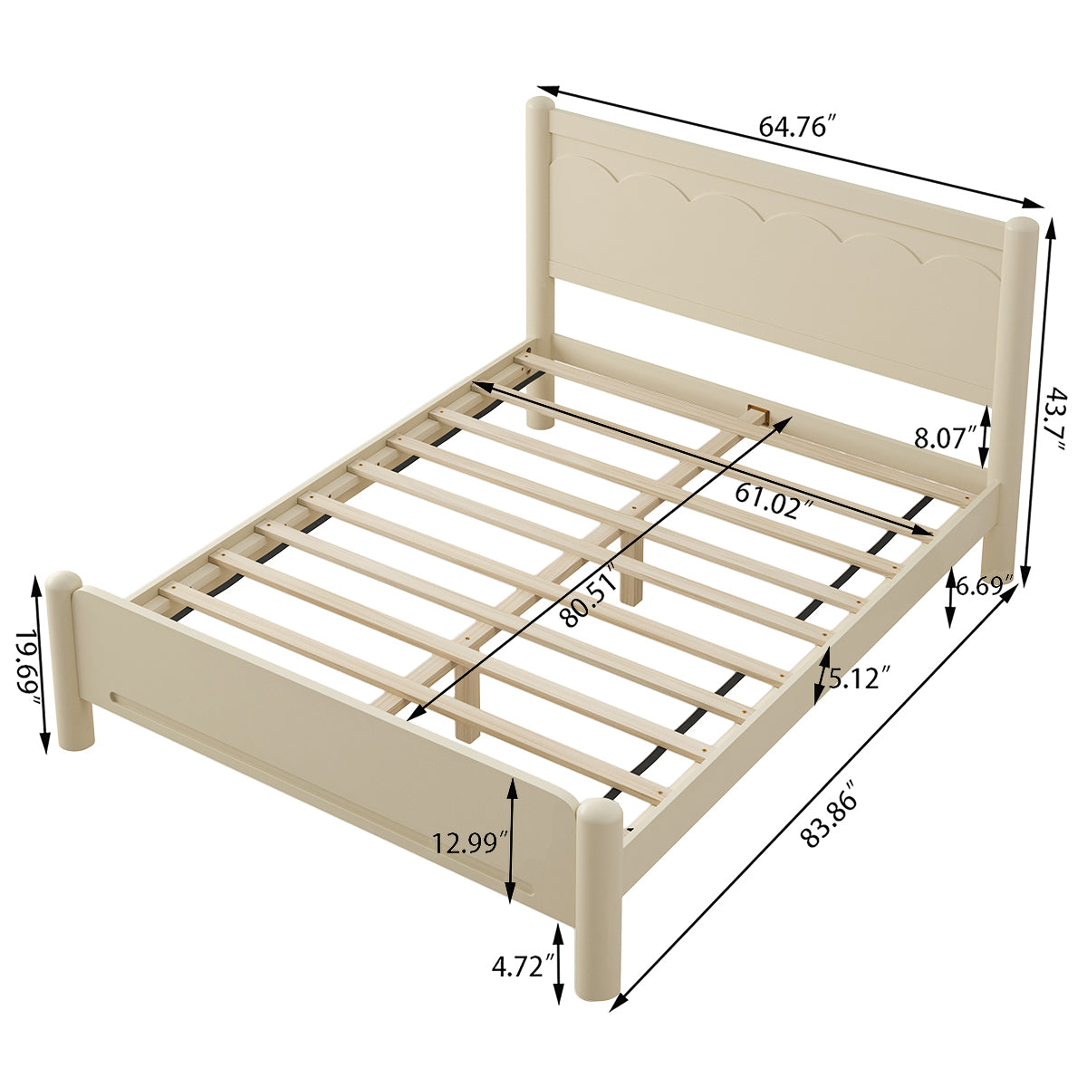Wood Platform Bed with Headboard,Solid Wood Legs, Mattress Foundation with 10 Wooden Slats,No Box Spring Needed