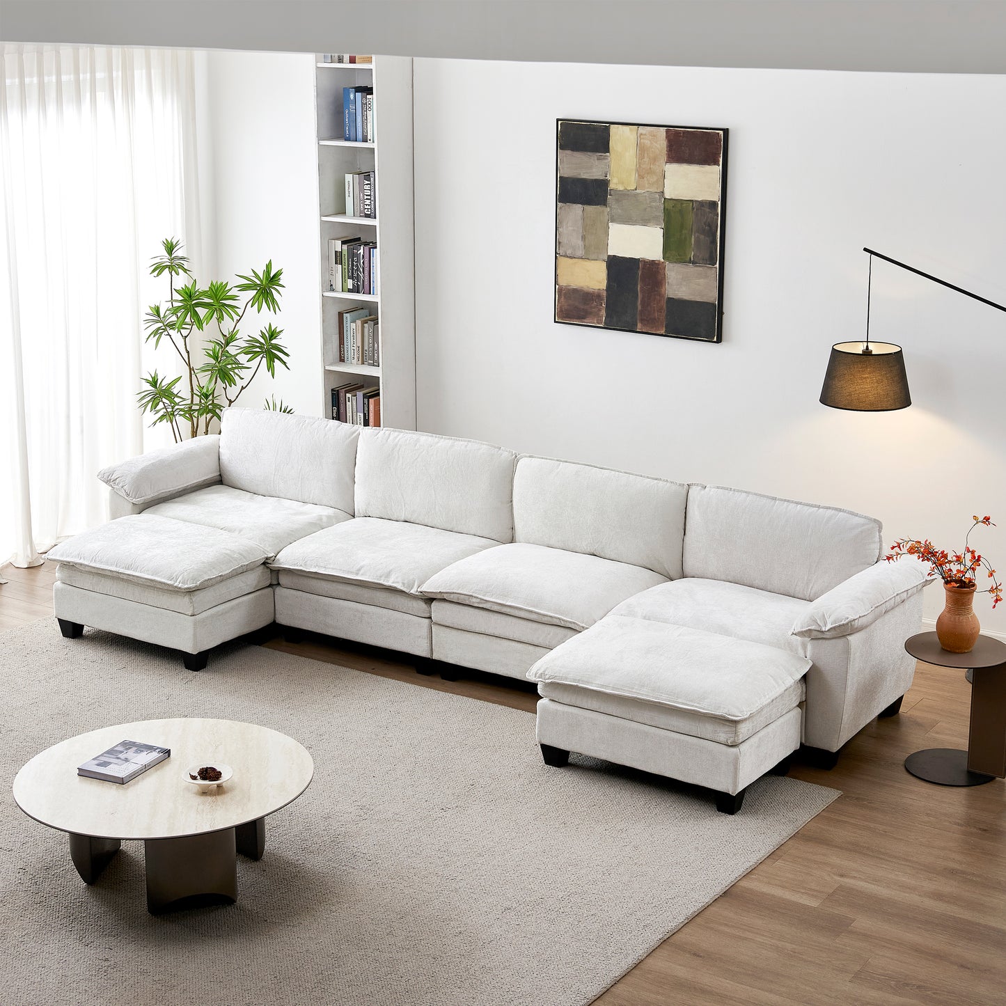 Loveseat / L-Shape Luxury Couch | Soft Chenille Upholstered Sofa with Ottoman – Modular Sectional, Removable Washable Covers