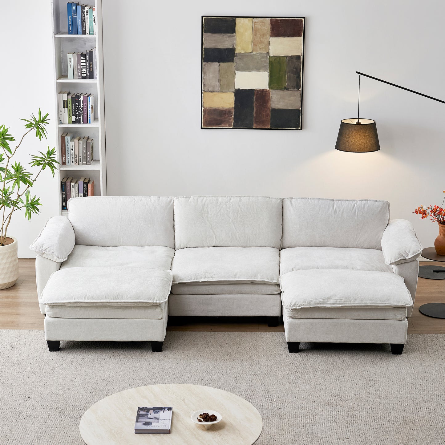 Loveseat / L-Shape Luxury Couch | Soft Chenille Upholstered Sofa with Ottoman – Modular Sectional, Removable Washable Covers