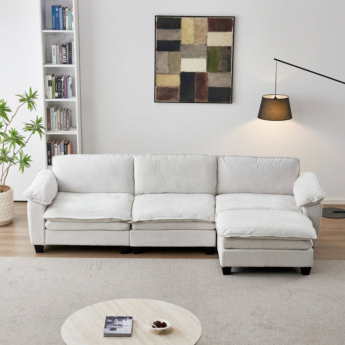 Loveseat / L-Shape Luxury Couch | Soft Chenille Upholstered Sofa with Ottoman – Modular Sectional, Removable Washable Covers