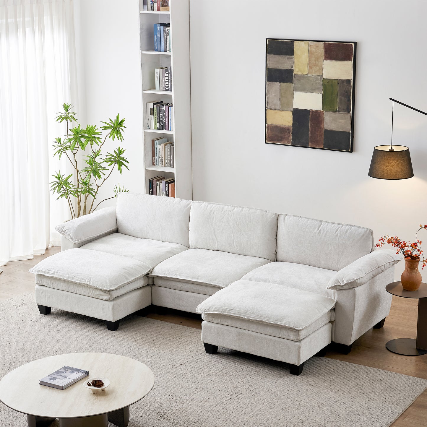 Loveseat / L-Shape Luxury Couch | Soft Chenille Upholstered Sofa with Ottoman – Modular Sectional, Removable Washable Covers