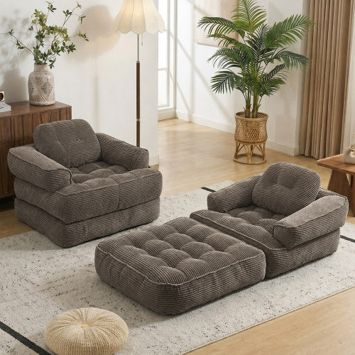 2-in-1 Boneless Convertible Floor Couch – Lazy Double Sofa with Armrest