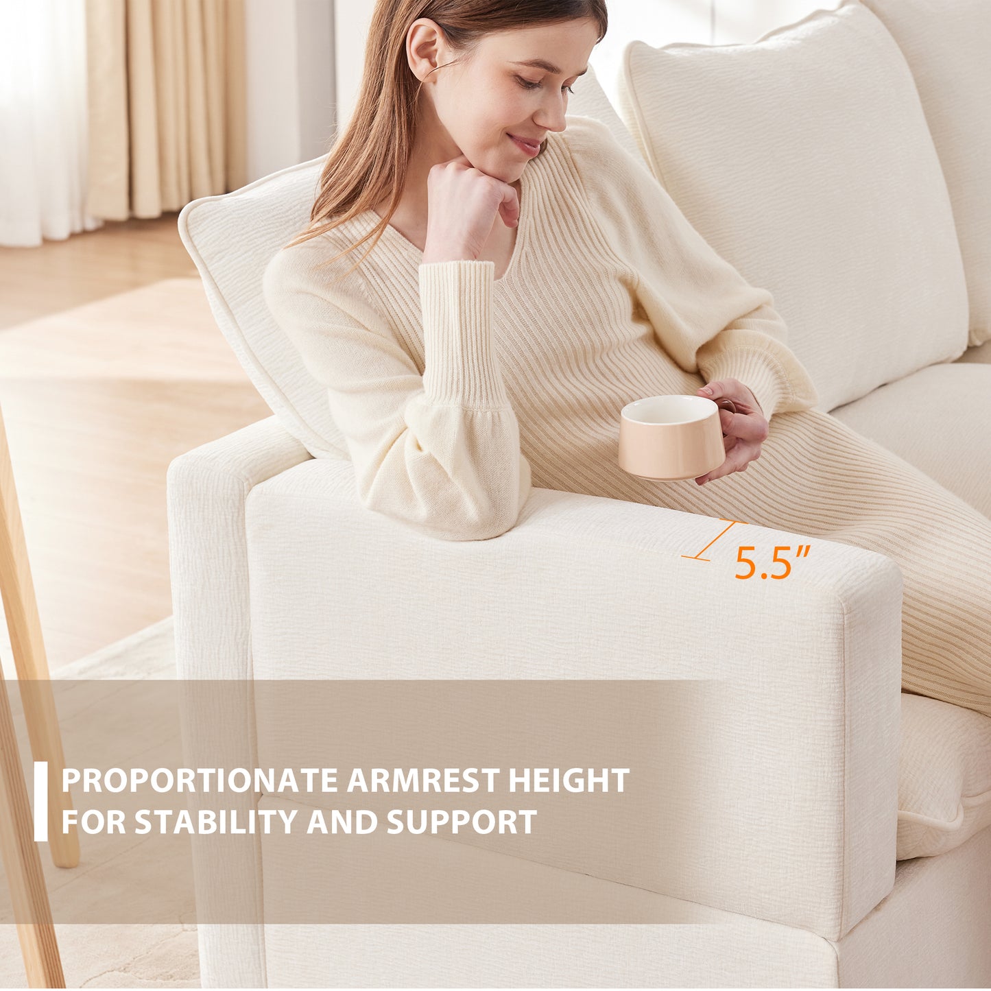 4-7 Seat Chenille Sectional Couch Set with 2 Pillows