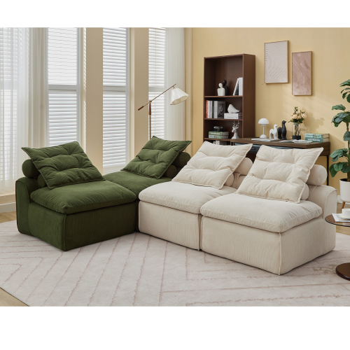 Modular Sofa,No Armrests,At will DIY,Soft Corduroy Fabric,Neck Pillow-Back Lounge Sofa Chair