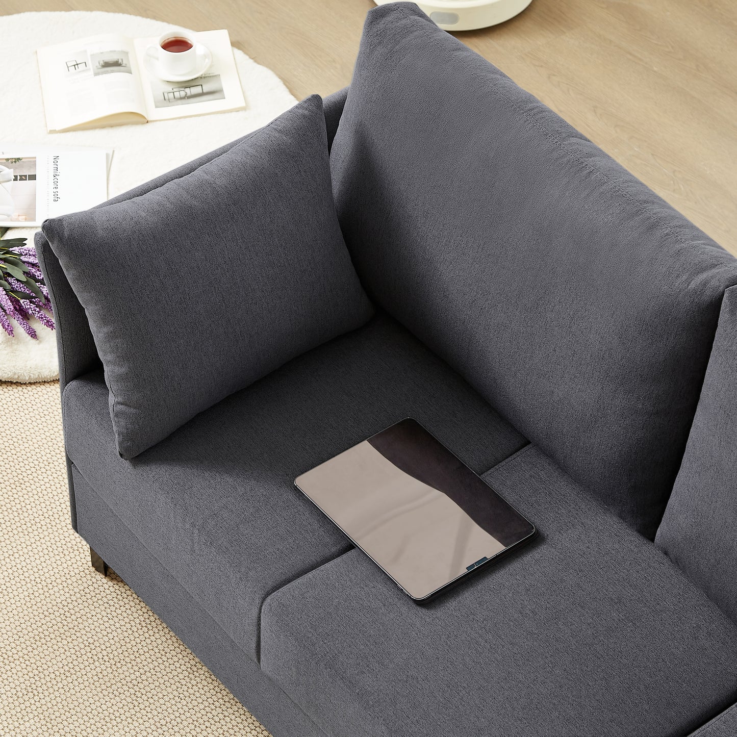Linen - Upholstered 3 - Seater Modern Sofa: Detachable, Metal Frame for Various Spaces