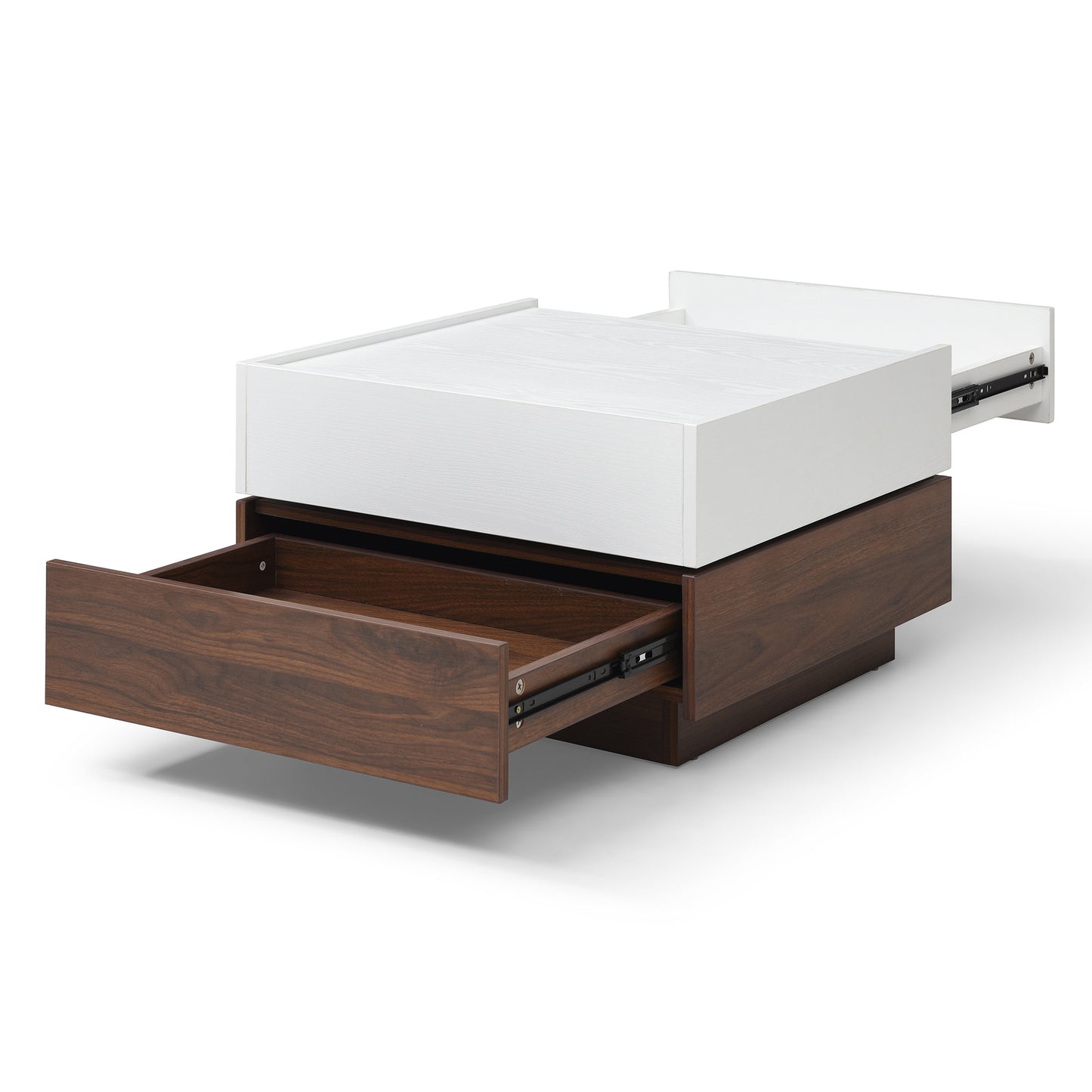 Square Coffee Table with Rotating Top and 2 Drawers