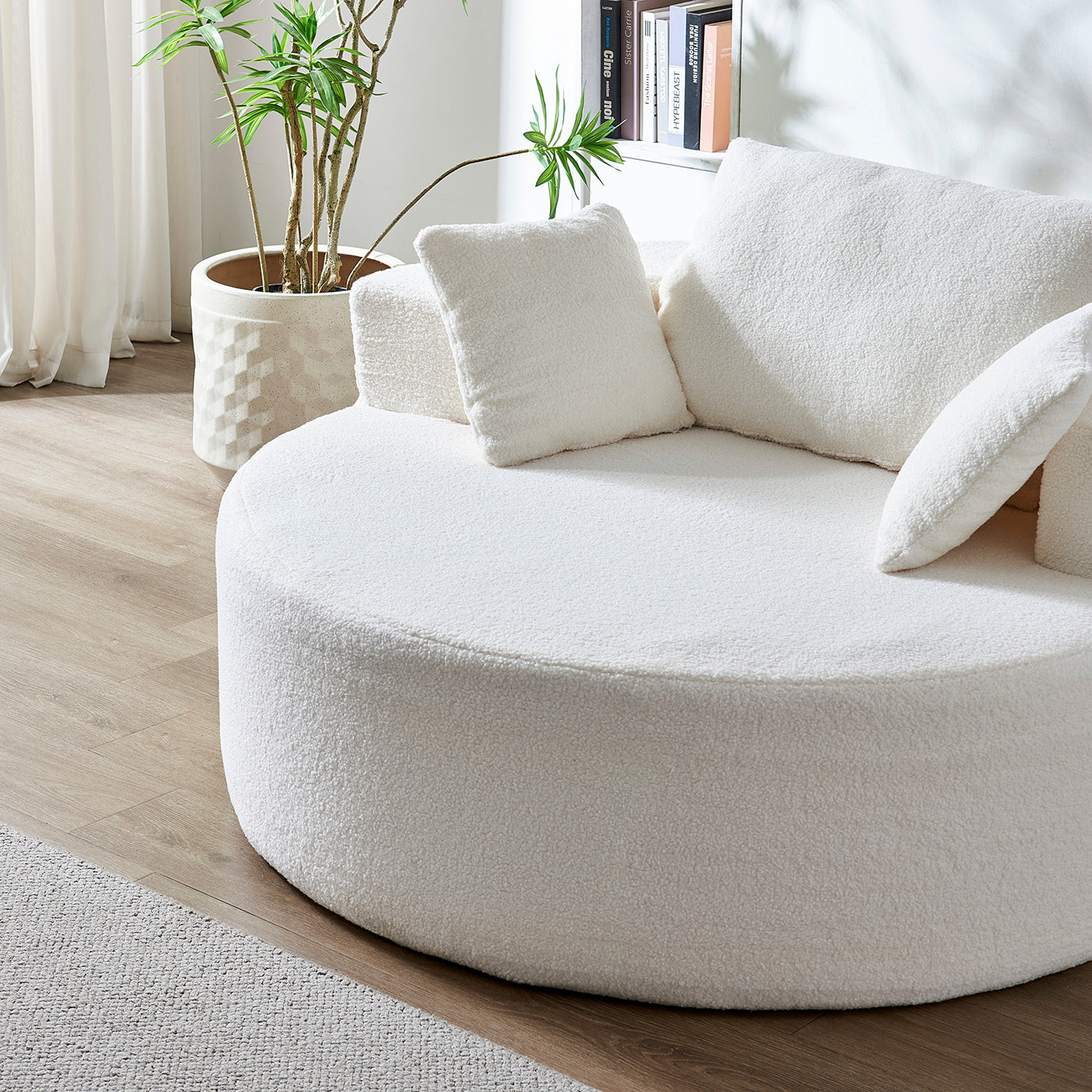 Teddy Plush Sponge Single Sofa | No Assembly Required – Fluffy Modern Sleeper Chair for Living Room, Bedroom, Lounge, Projection Room
