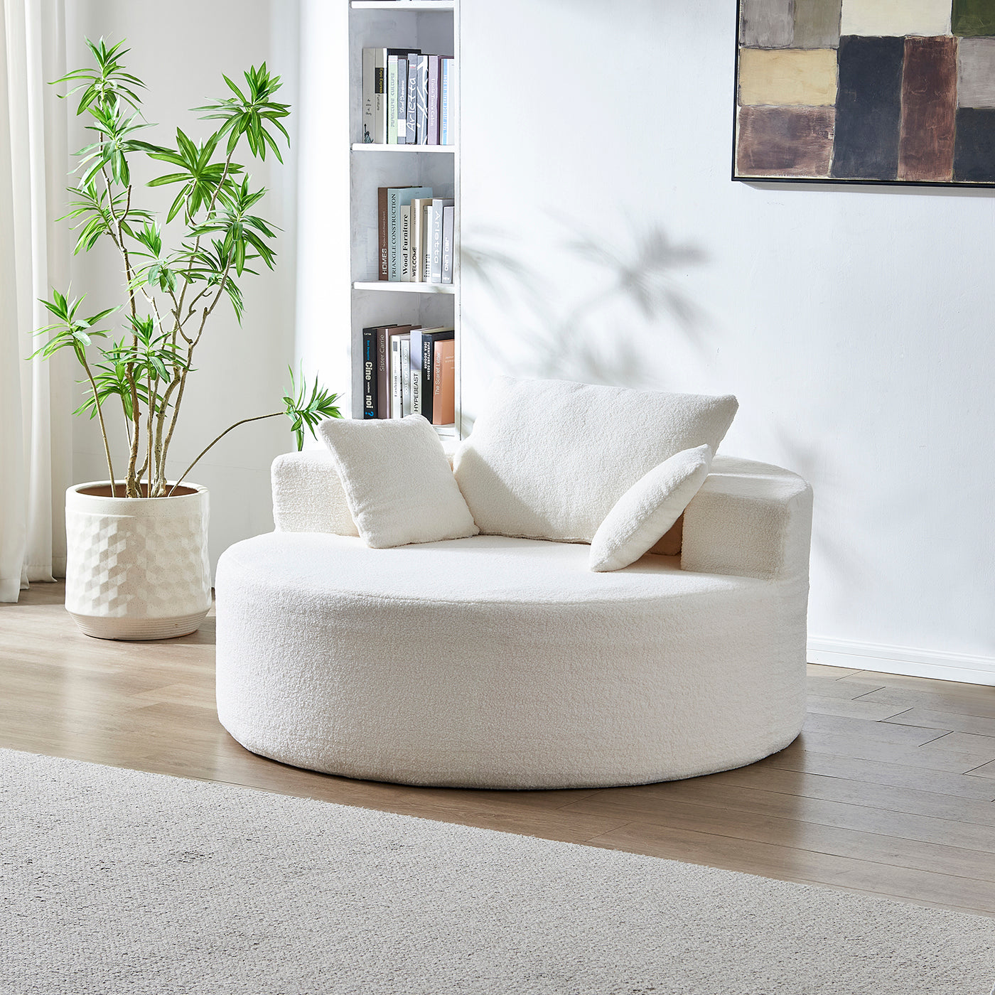 Teddy Plush Sponge Single Sofa | No Assembly Required – Fluffy Modern Sleeper Chair for Living Room, Bedroom, Lounge, Projection Room
