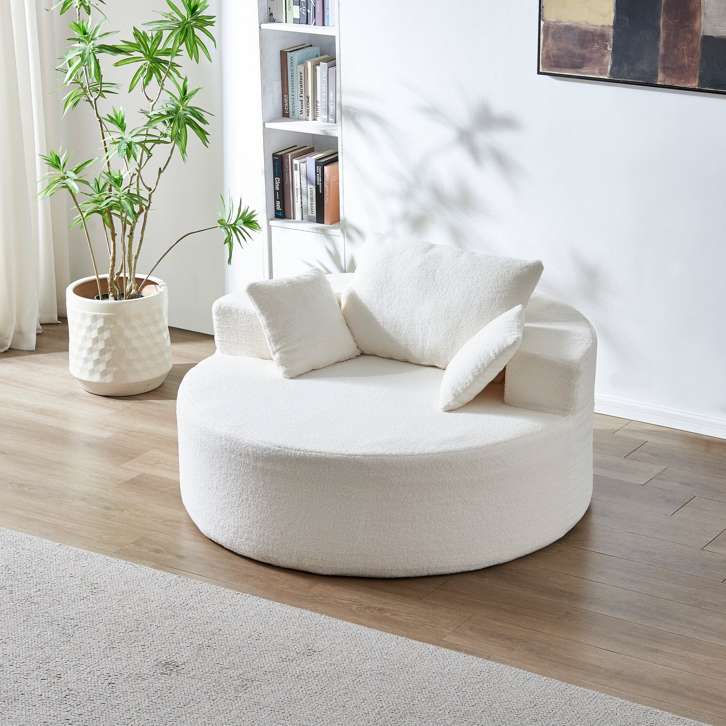 Teddy Plush Sponge Single Sofa | No Assembly Required – Fluffy Modern Sleeper Chair for Living Room, Bedroom, Lounge, Projection Room