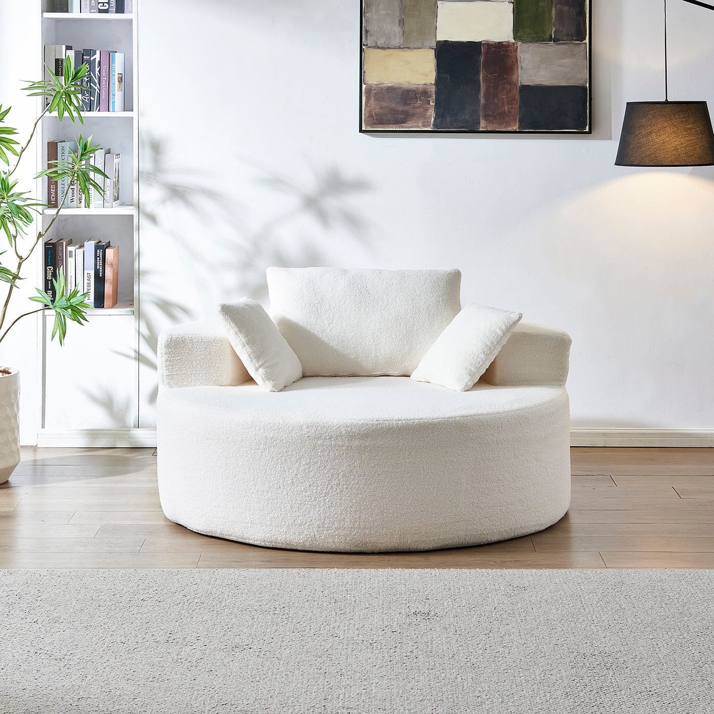 Teddy Plush Sponge Single Sofa | No Assembly Required – Fluffy Modern Sleeper Chair for Living Room, Bedroom, Lounge, Projection Room