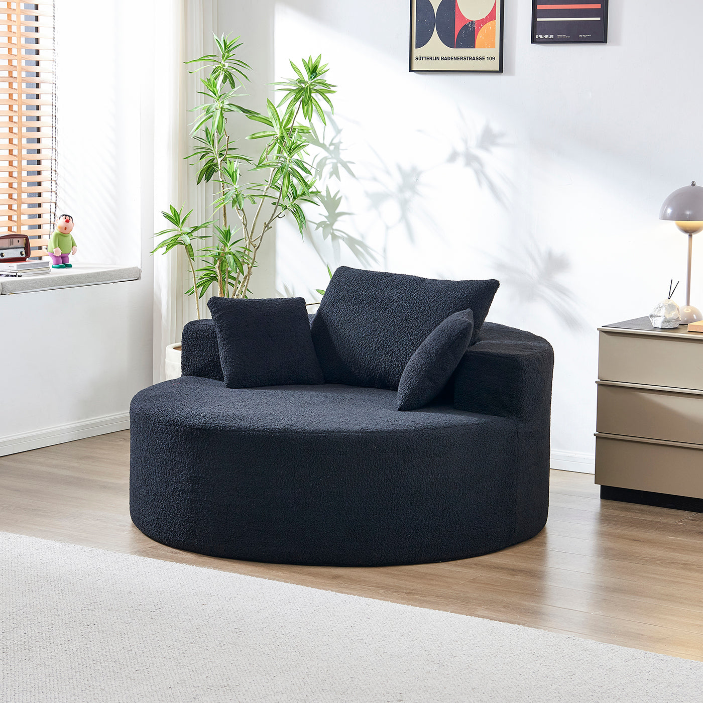 Teddy Plush Sponge Single Sofa | No Assembly Required – Fluffy Modern Sleeper Chair for Living Room, Bedroom, Lounge, Projection Room