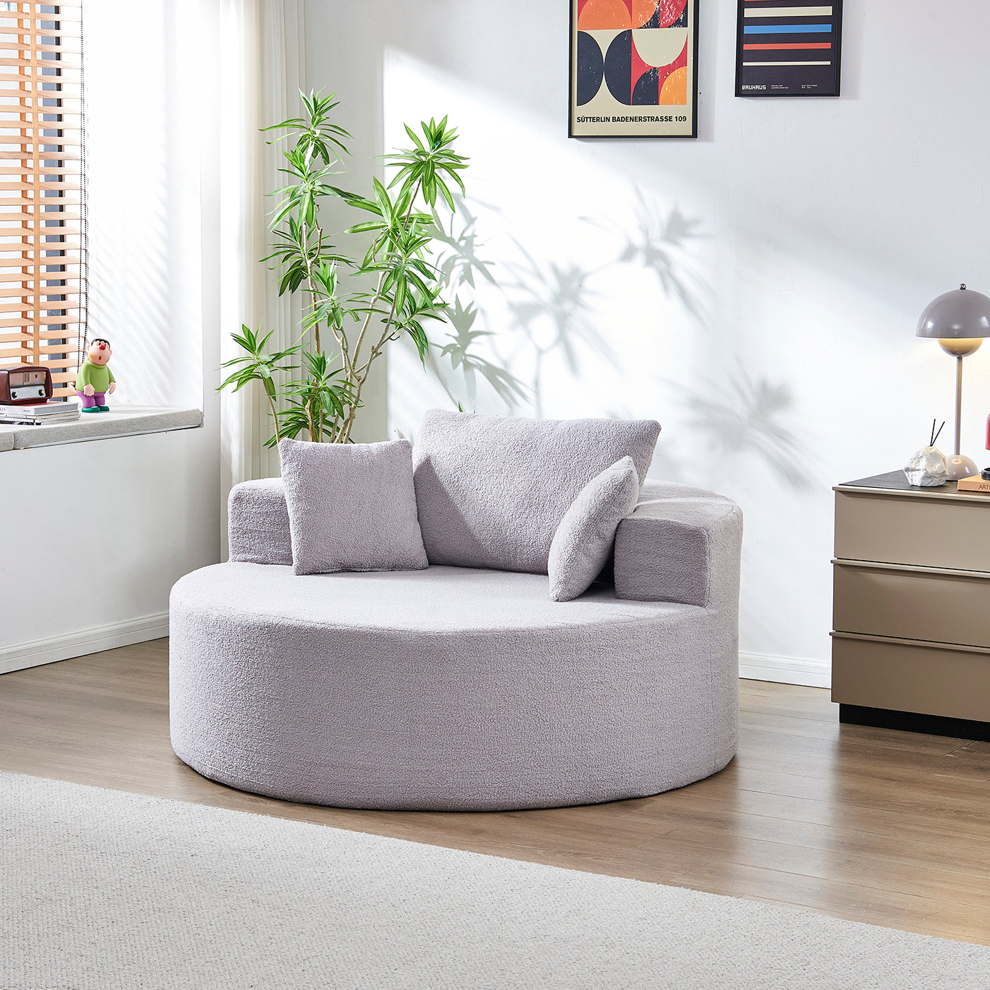 Teddy Plush Sponge Single Sofa | No Assembly Required – Fluffy Modern Sleeper Chair for Living Room, Bedroom, Lounge, Projection Room