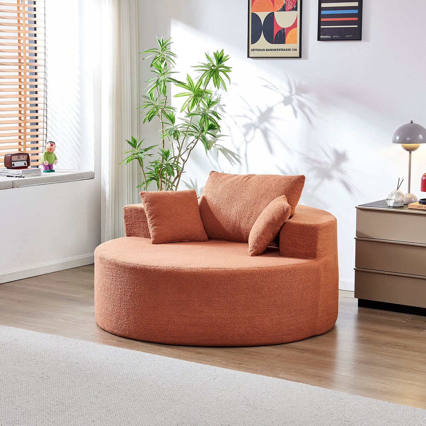 Teddy Plush Sponge Single Sofa | No Assembly Required – Fluffy Modern Sleeper Chair for Living Room, Bedroom, Lounge, Projection Room