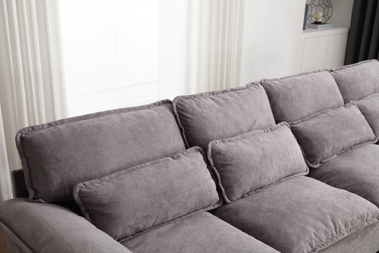 U Shaped Modular Sectional Sofa Couch with 4pcs waist pillows And  Chaise Lounge