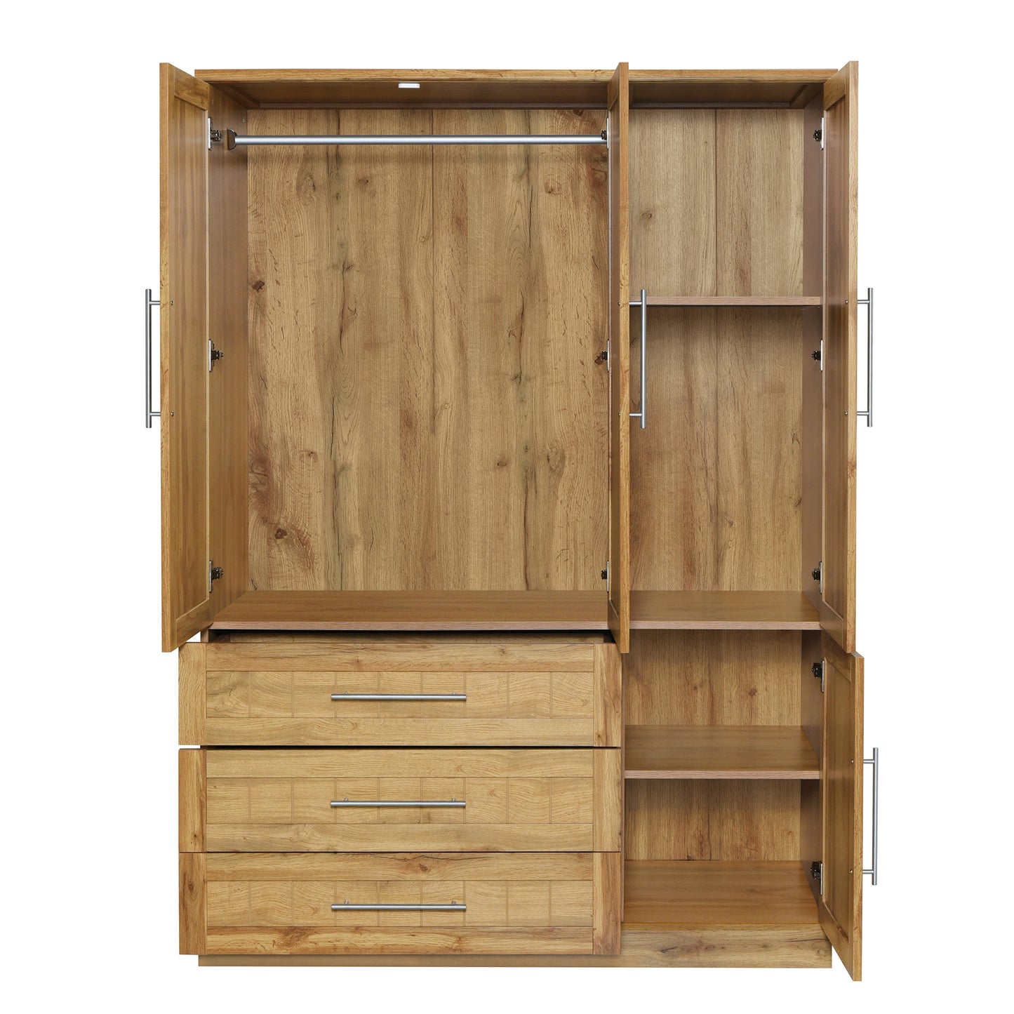 4 - Door Wardrobe Armoire Closet: 3 Drawers for Ample Storage