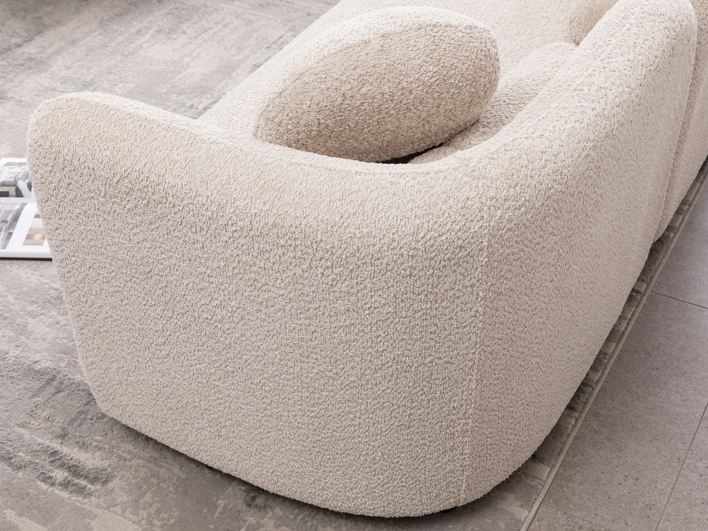 3 - Seater Luxury Modern Cloud Couch: White Boucle for Living Room, Apartment & Office