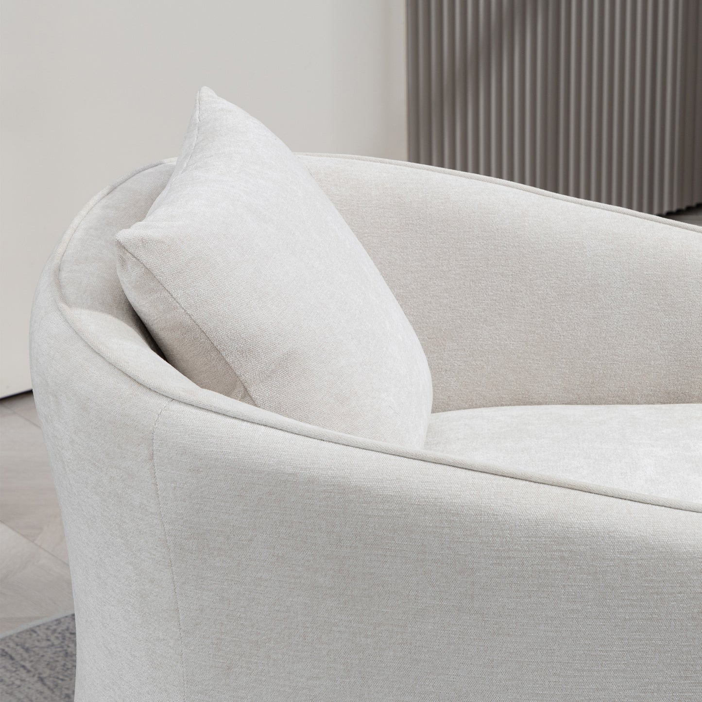 Mid Century Modern Swivel Accent Chair: Wood Frame, Upholstered with Waist Cushion for Living & Bedroom 2 Colors