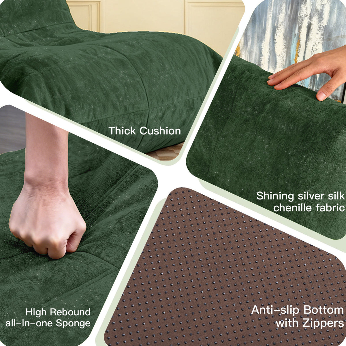 Ergonomic Bean Bag Chair with 5-Way Body Support  Togo Sofa