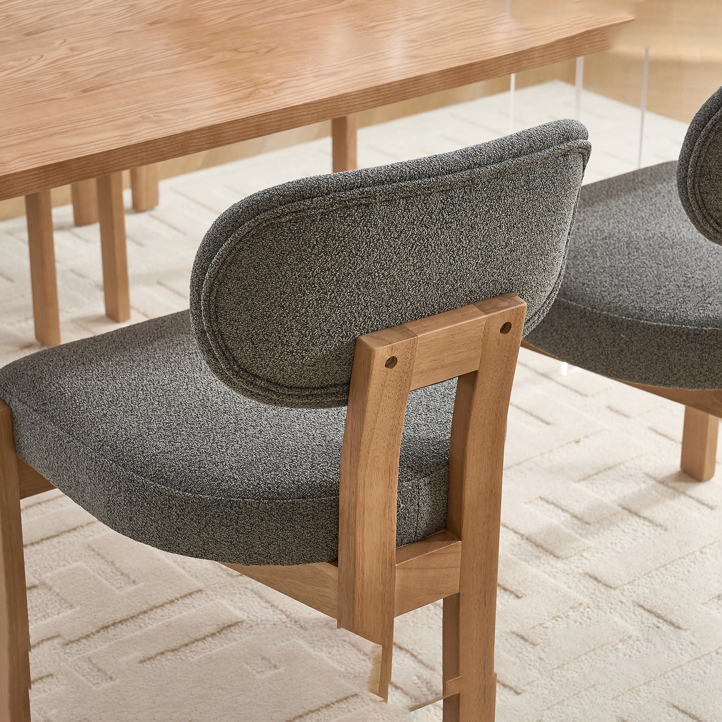 Set of 2 Wooden Dining Chairs: Modern Fabric Upholstered for Kitchen & Dining Room