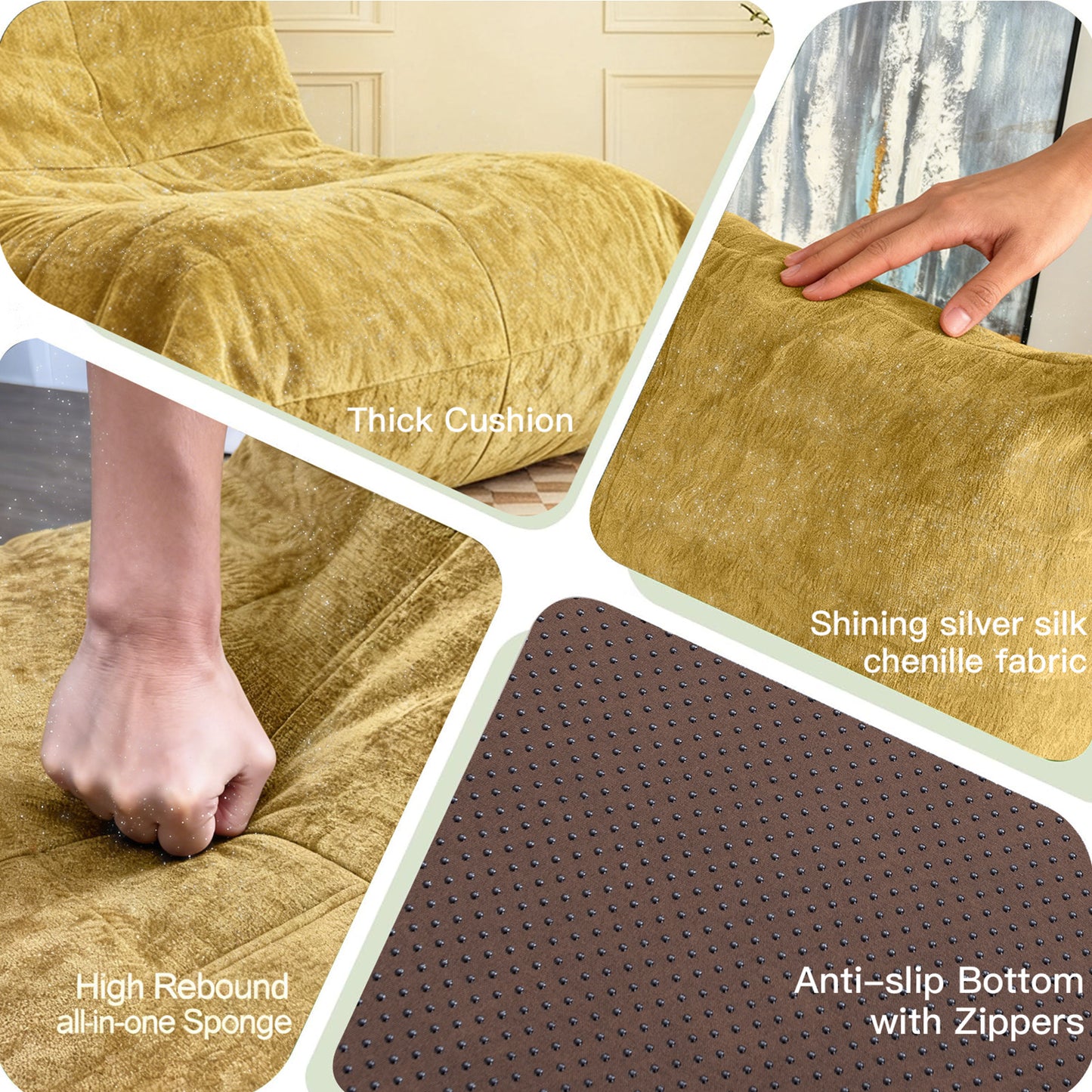Ergonomic Bean Bag Chair with 5-Way Body Support  Togo Sofa