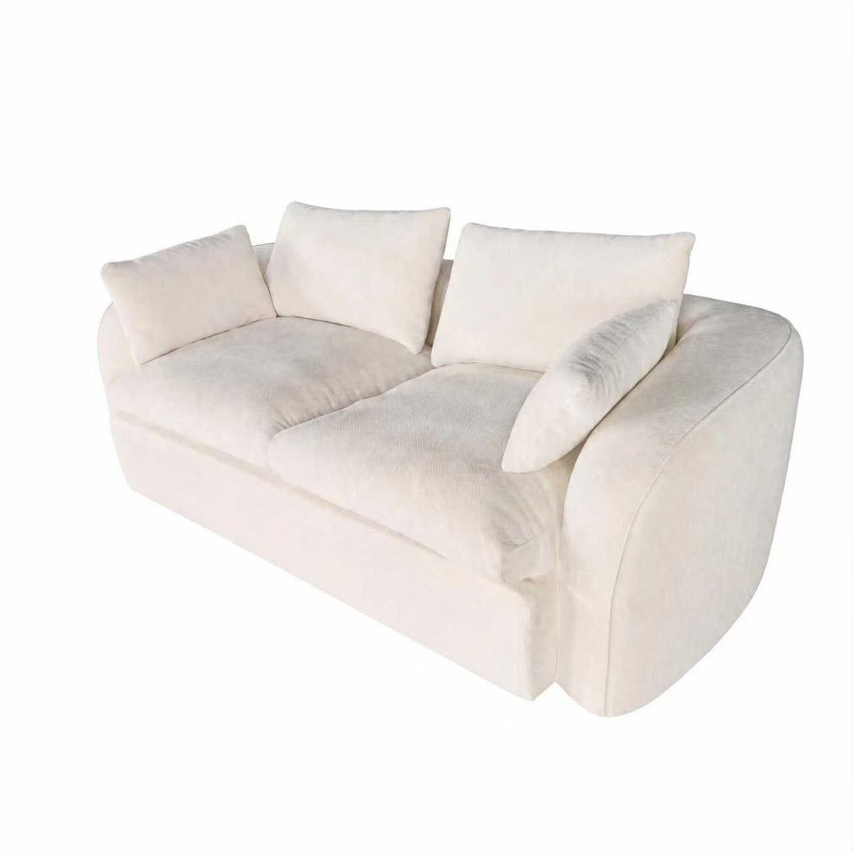 Fully Sponge Compressed Sectional Sofa – High Resilience Foam, White Chenille, Modular Loveseat/ L-Shaped Sofa
