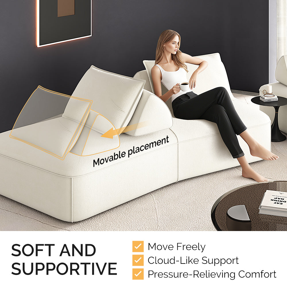 Modern Light Luxury Oversized Modular Sectional Sofa – DIY Chenille Couch with Removable Backrests & Soft Pillows (Beige/Dark Grey)