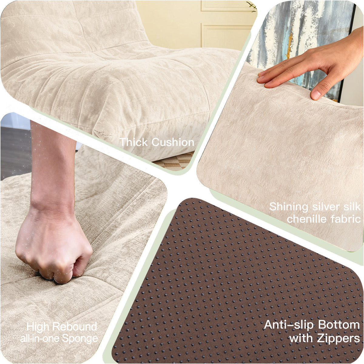 Ergonomic Bean Bag Chair with 5-Way Body Support  Togo Sofa