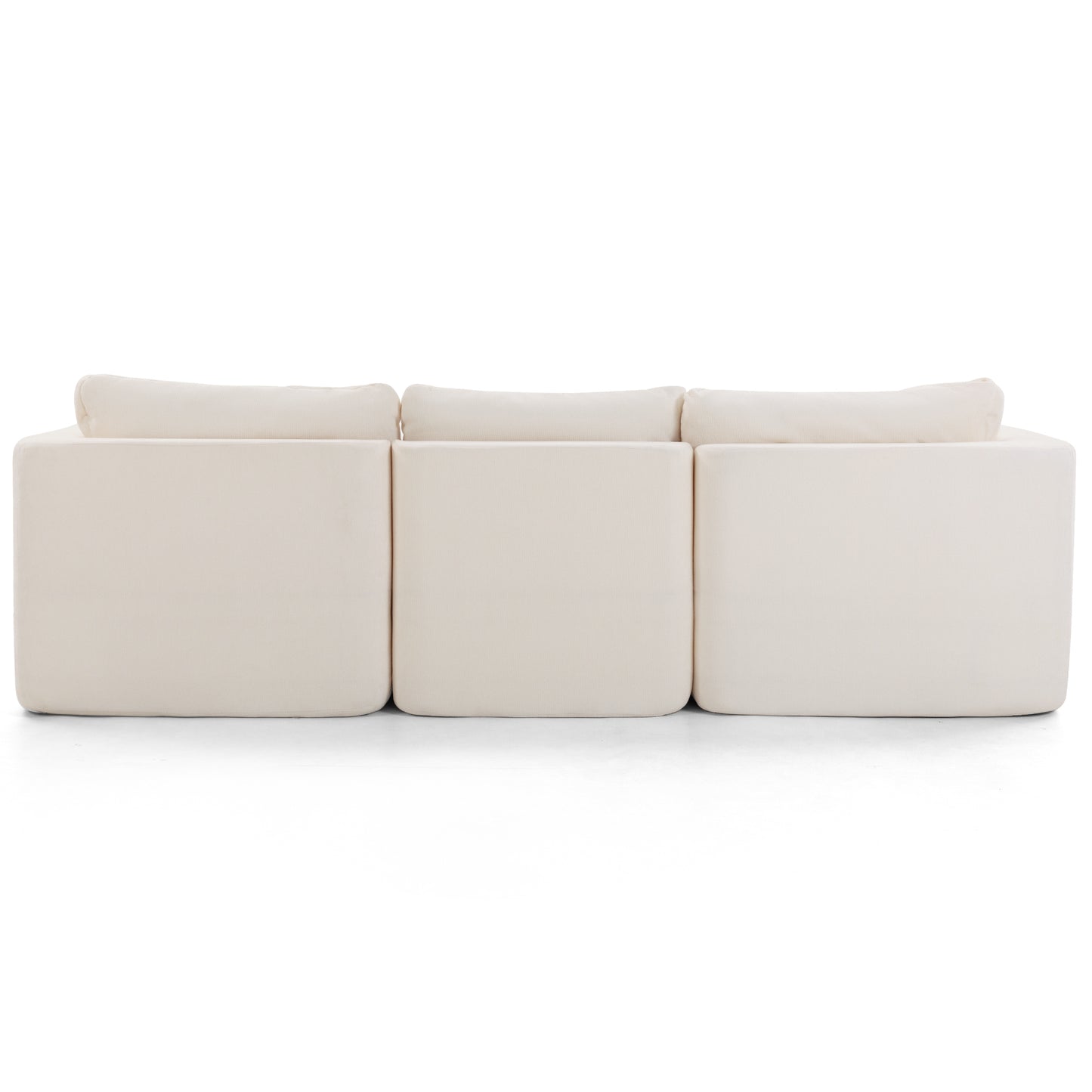 Modern Cloud-Style Living Room Sofa – Deep Seat Convertible L-Shaped Frame-Free Sofa with Ottoman, Oversized 4-Seater Chenille Fabric Compressed Sofa, Modular Sectional Sofa