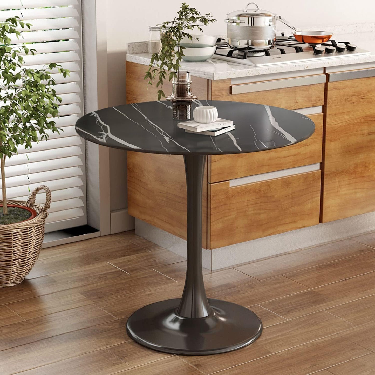 Round Coffee  Table, Modern Dining Table, MDF Top and Steel Base Tulip Round Kitchen Table