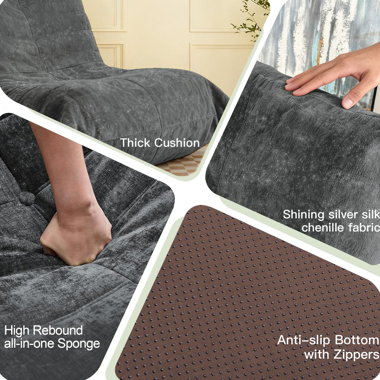 Ergonomic Bean Bag Chair with 5-Way Body Support  Togo Sofa