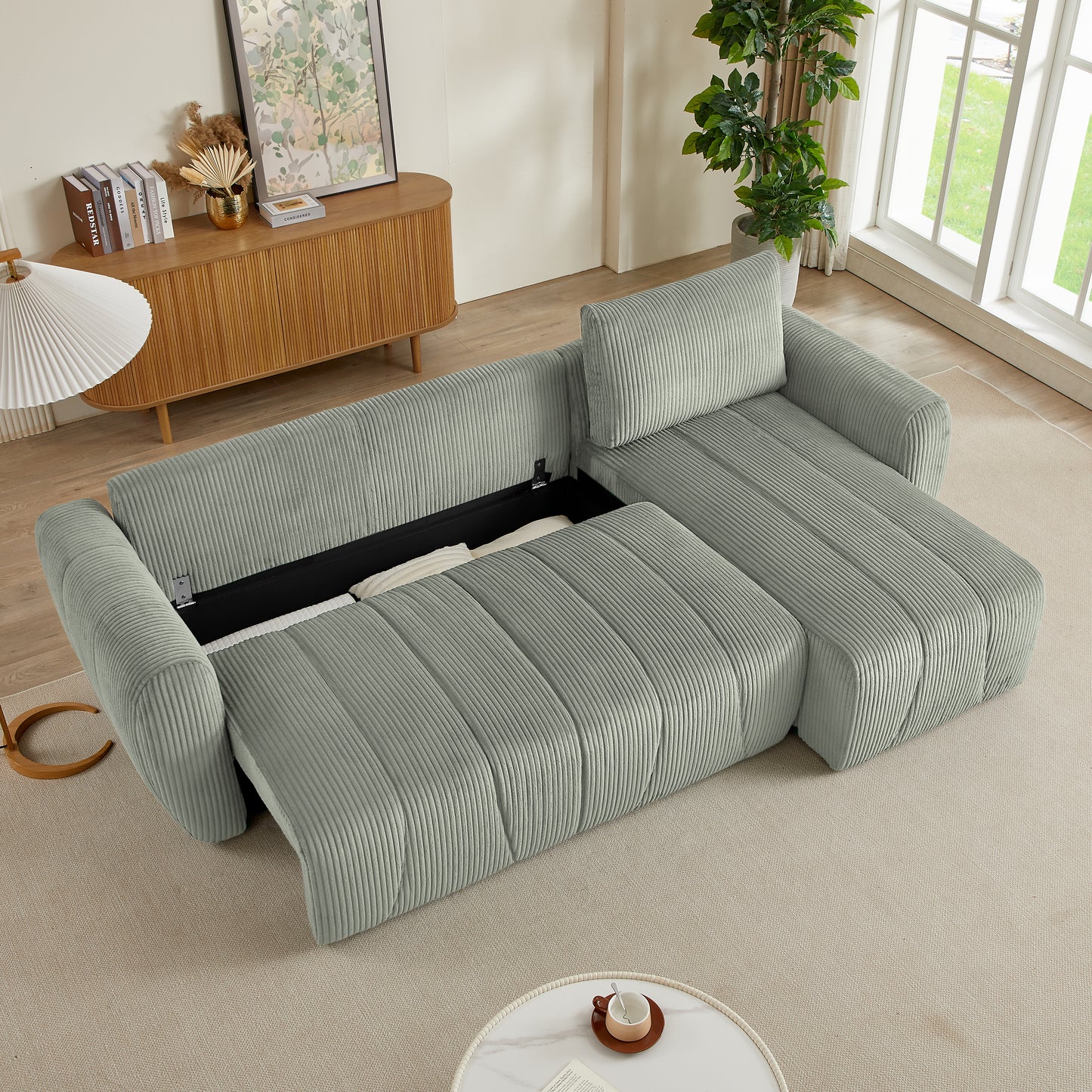 Sectional Sofa Couch, Modern Fabric 3 Seater L-Shaped Couch for Living Room, Apartment
