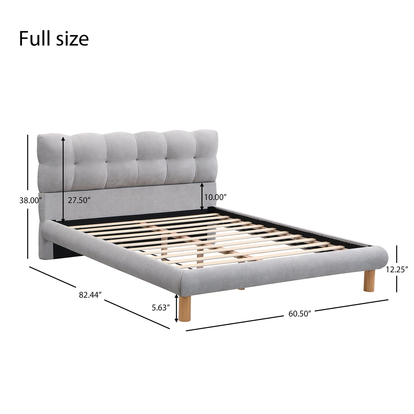 Cozy Upholstered Platform Bed: Cookie - Shaped Headboard, Effortless Assembly