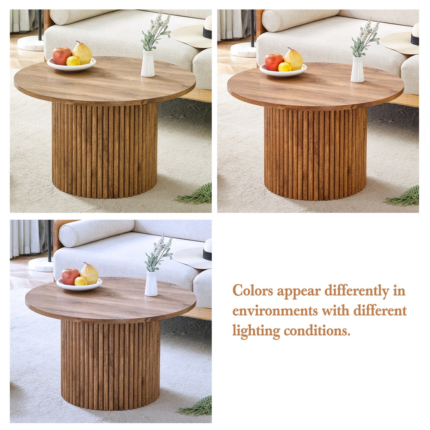 Modern Circular Coffee Table in MDF with 27.5 - Inch Diameter and Cylindrical Legs: A Home Decor Focal Point