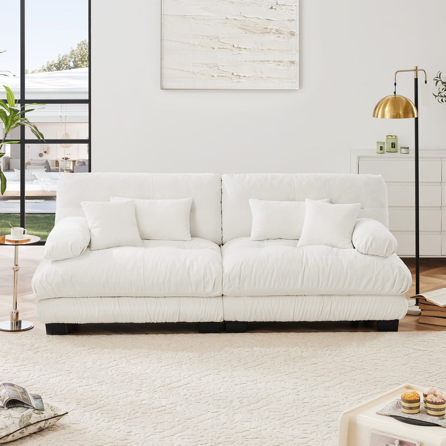 Chenille Cloud Couch: 2 - 4 Seater L - Shape Sofa for Living Room with Pillows