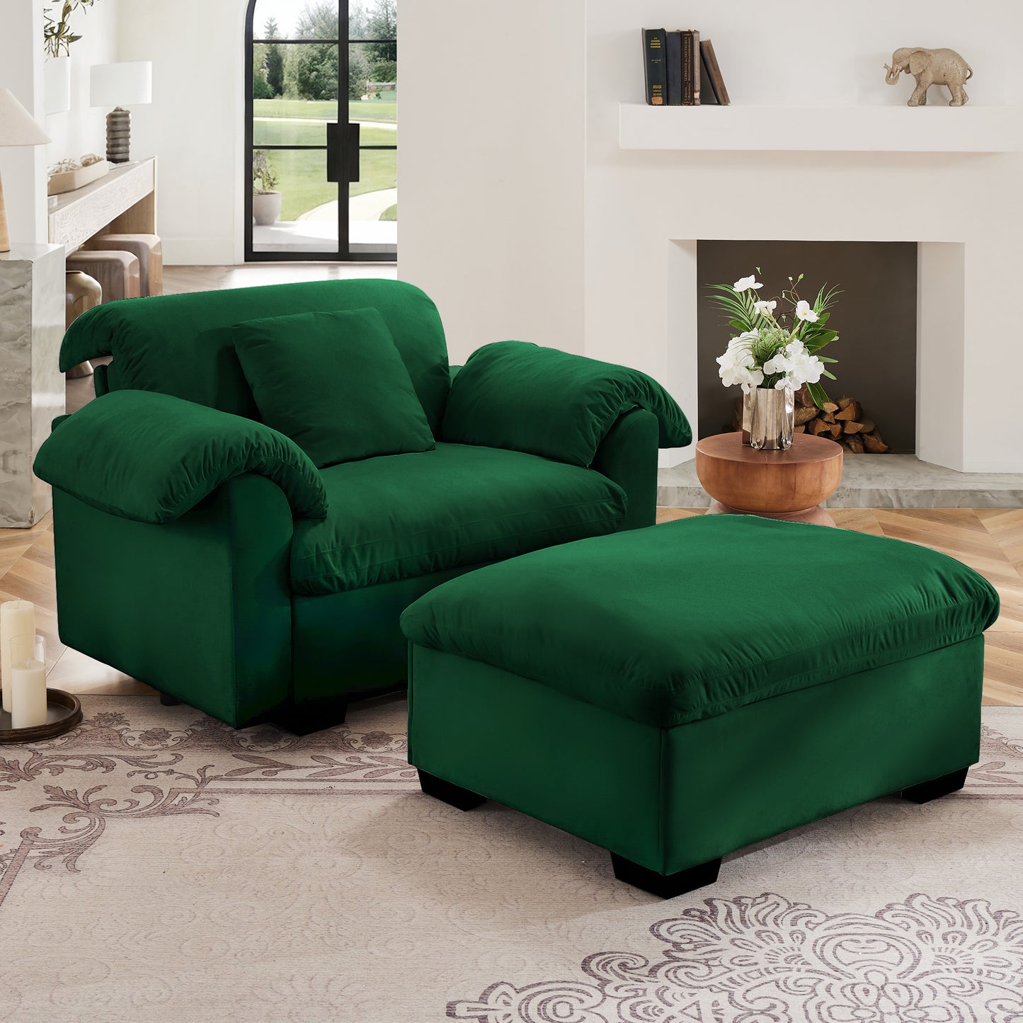 Deep - Seat Living Room Sofa: Single/Two - Seat with Storage & Fluffy Pillows
