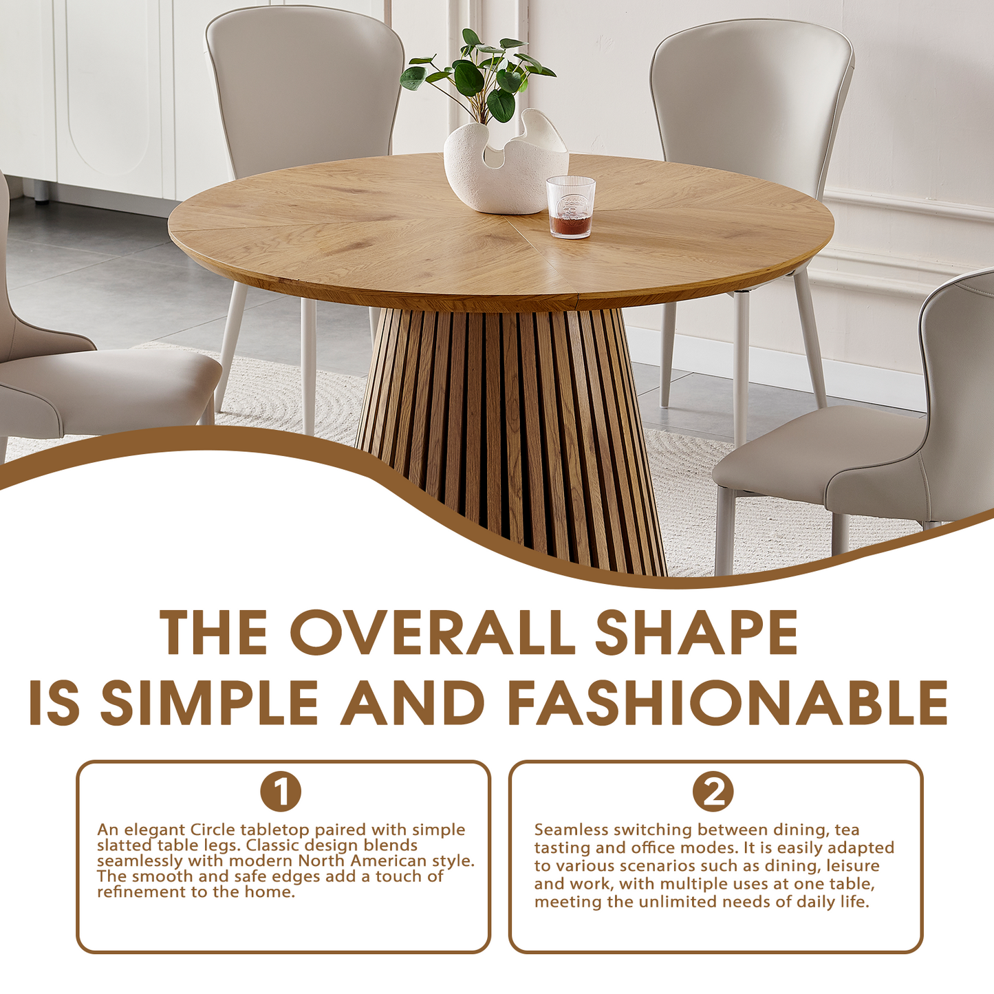 Modern round kitchen wooden dining table
