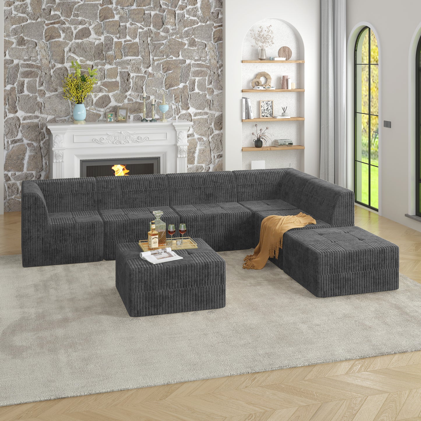 L Shape And U Shape DIY Compressed Modular Sectional Sofa
