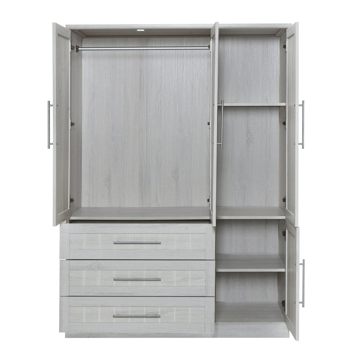 4 - Door Wardrobe Armoire Closet: 3 Drawers for Ample Storage