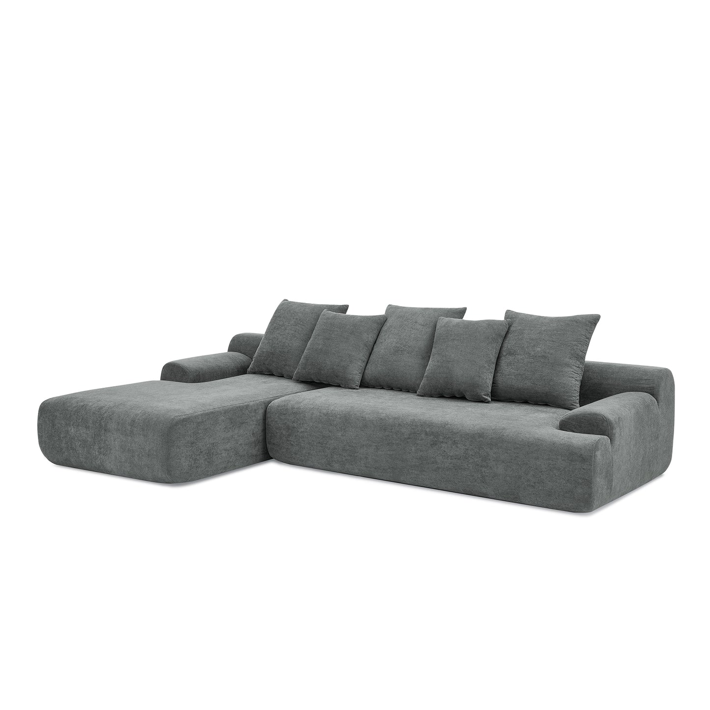 Velvet Modern Upholstered L-Shape Sectional Sofa Couch, Modular Compressed Sofa with Free Combination