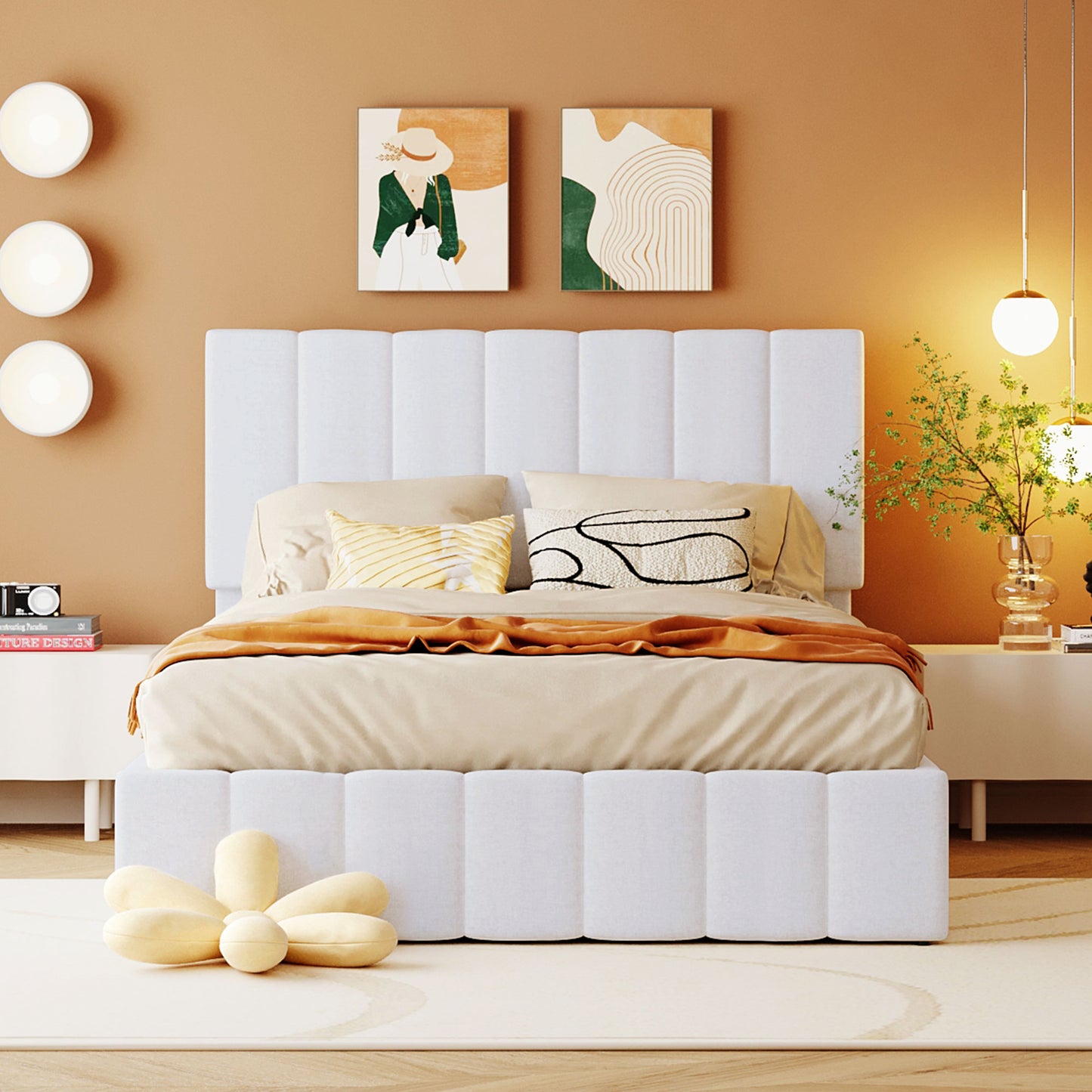 Upholstered Platform Bed featuring Hydraulic Storag