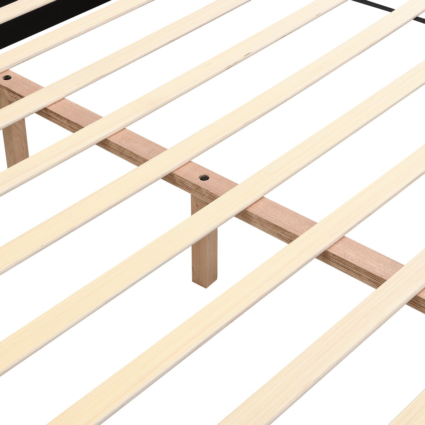 Cozy Upholstered Platform Bed: Cookie - Shaped Headboard, Effortless Assembly