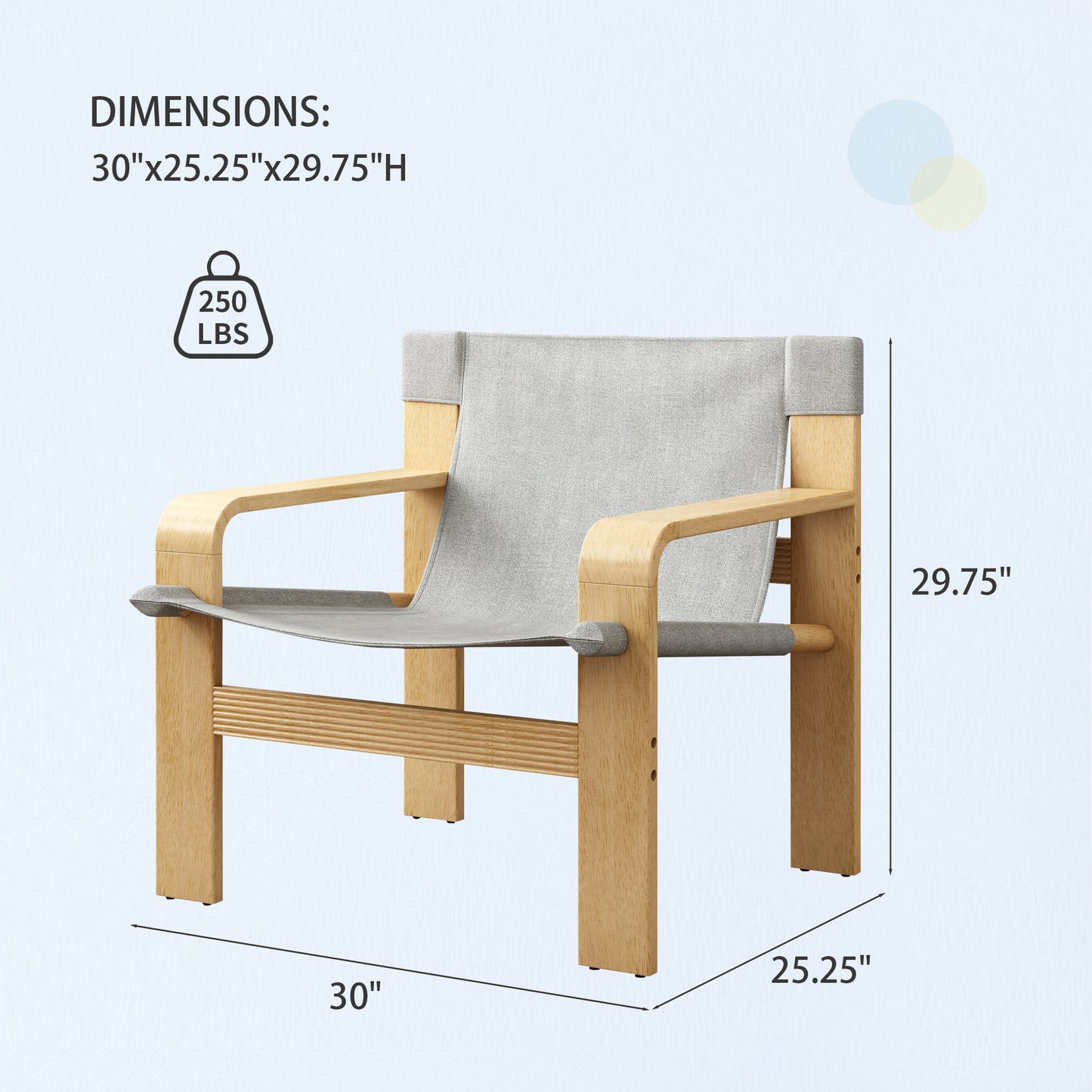 Detachable Washable Oak Accent Chair | Linen Fabric, Solid Wood Frame – Lounge Chair for Living Room, Bedroom, Office (Light Grey/Dark Grey)