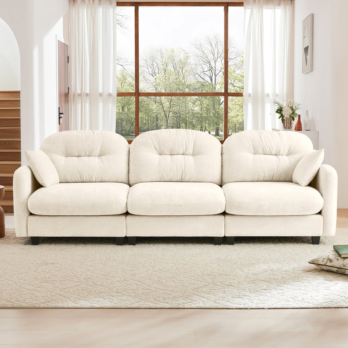 Modular Sectional Couch Chenille Fabric High-Density Foam 2-4 Seats ottoman Optional