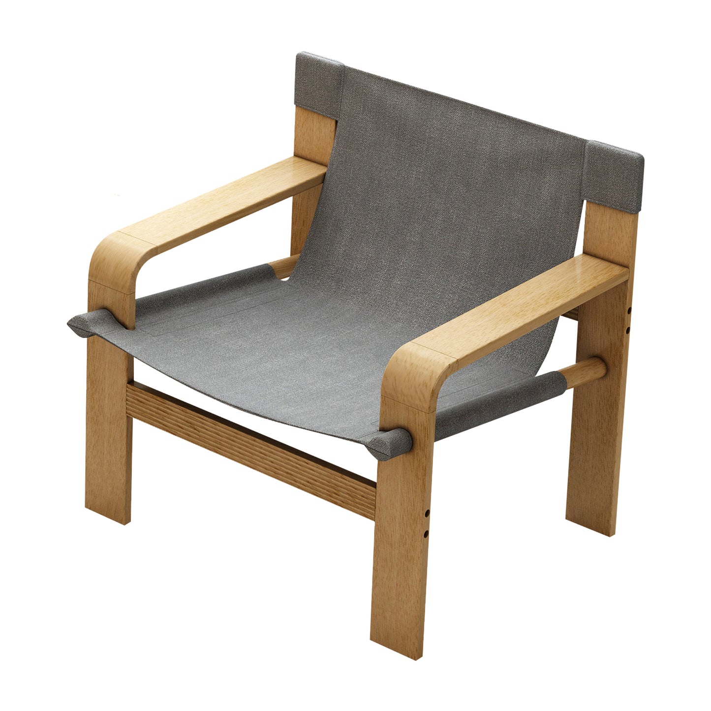 Detachable Washable Oak Accent Chair | Linen Fabric, Solid Wood Frame – Lounge Chair for Living Room, Bedroom, Office (Light Grey/Dark Grey)