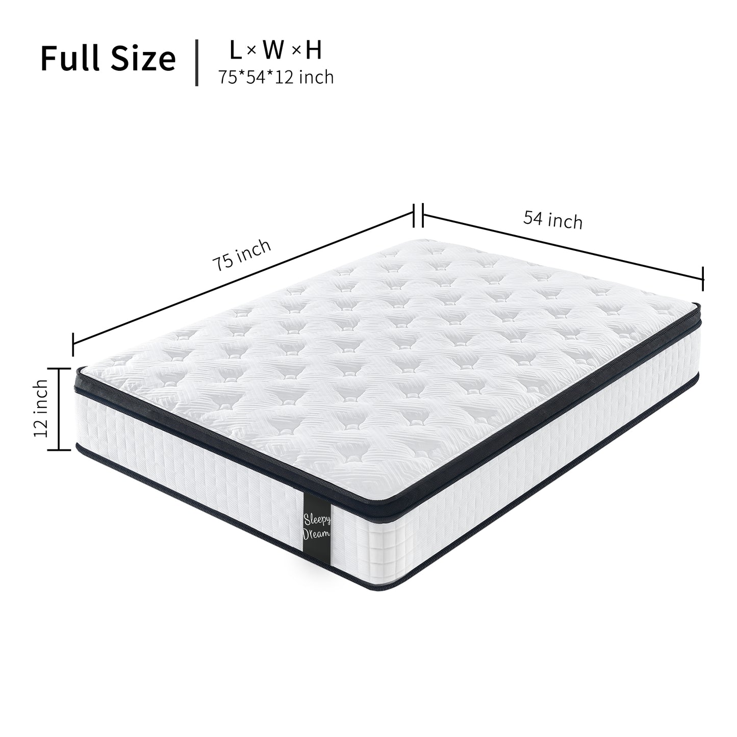 12 Inch Hybrid Mattress Individual Pocket Spring and 7-Zoned Memory Foam 3 Sizes