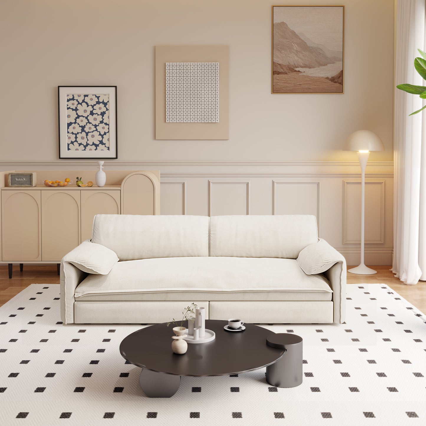 66" Queen Pull - Out Sofa Bed: 3 - in - 1 Convertible with Side Storage for Living