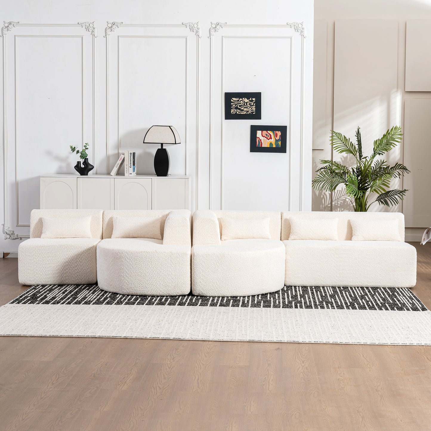 144" Upholstered Sofa: Free - combined with Two Chaise Lounges, Five Back Pillows for Living Room