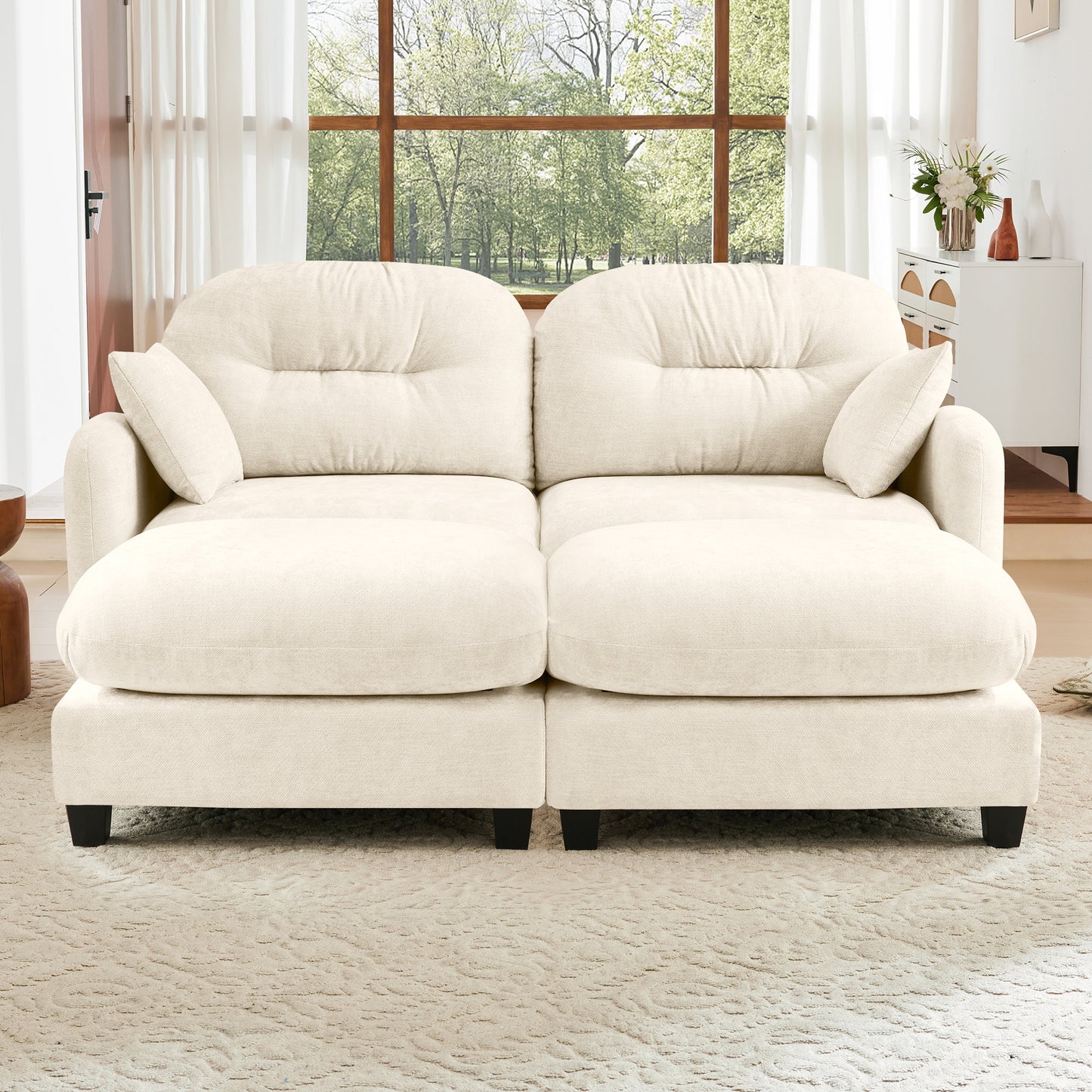 Modular Sectional Couch Chenille Fabric High-Density Foam 2-4 Seats ottoman Optional