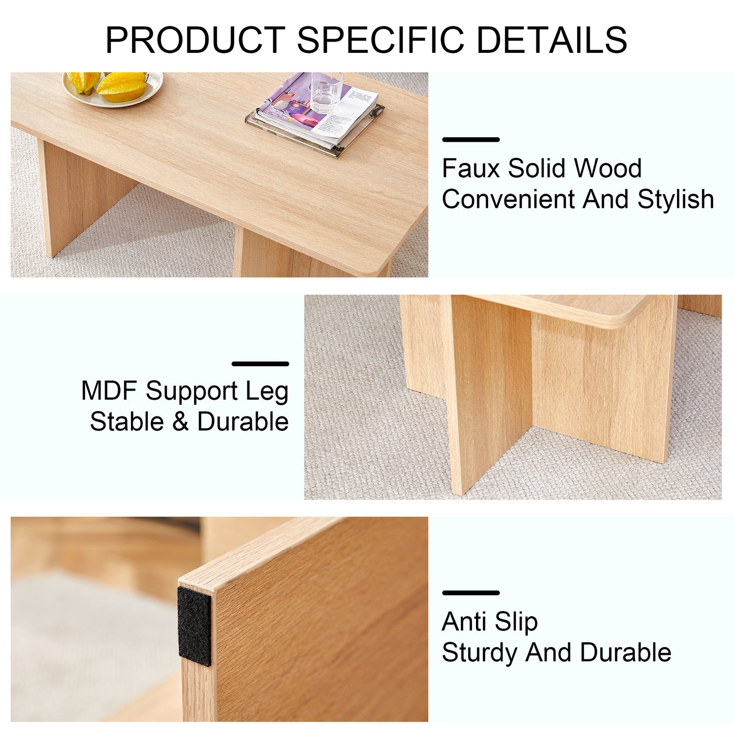 Modern Practical Wood-Colored Coffee Table